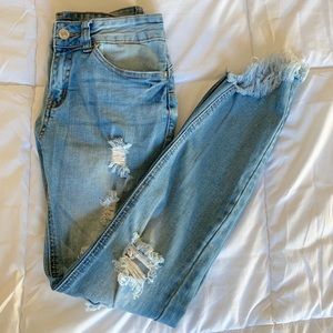 Ripped Fray Hem Jeans